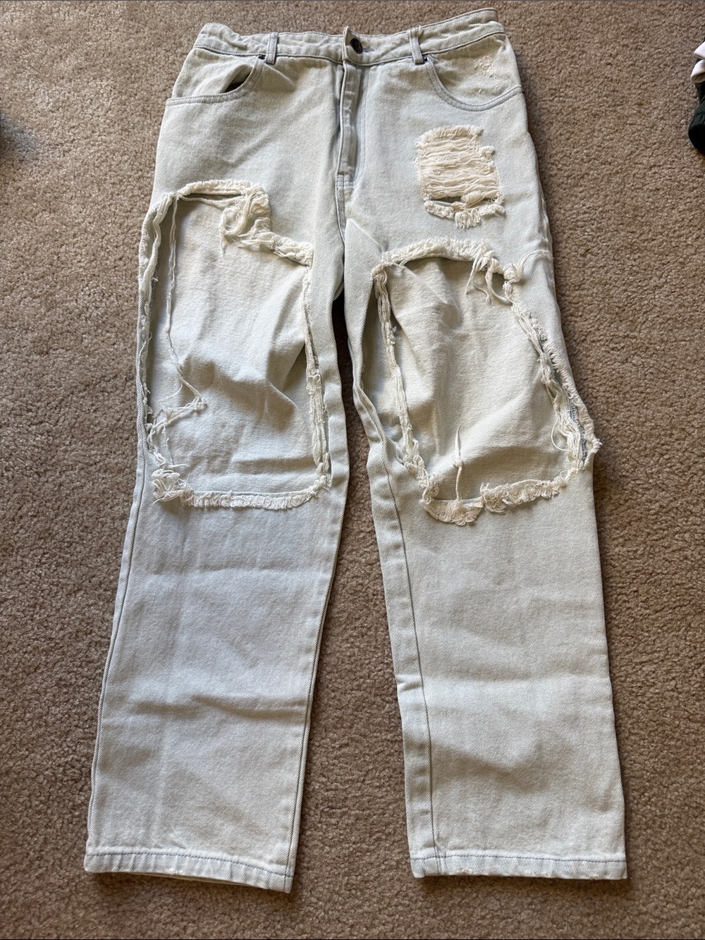 Distressed Light Beige women Ripped Jeans